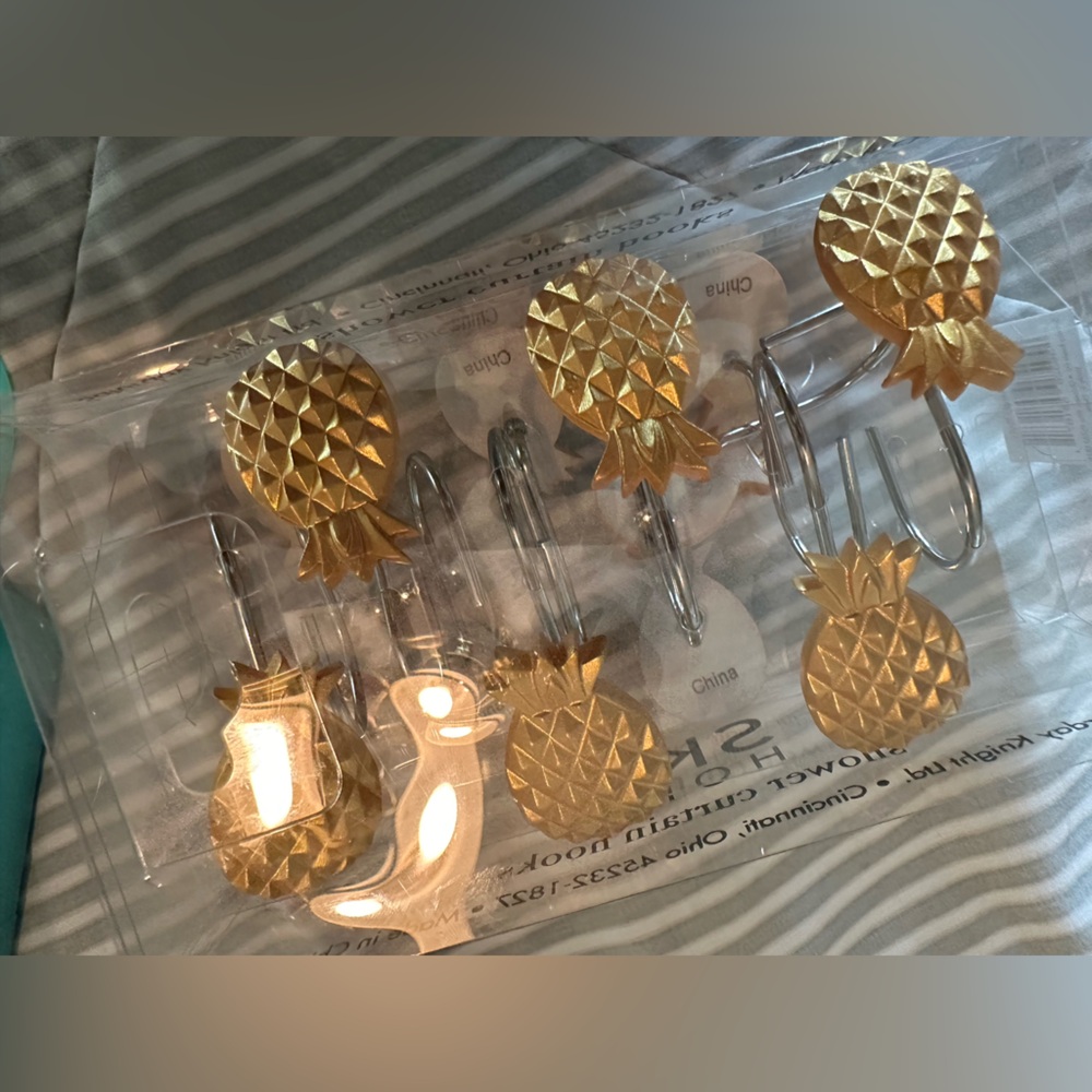 Gold Pineapple Shower Curtain Hooks